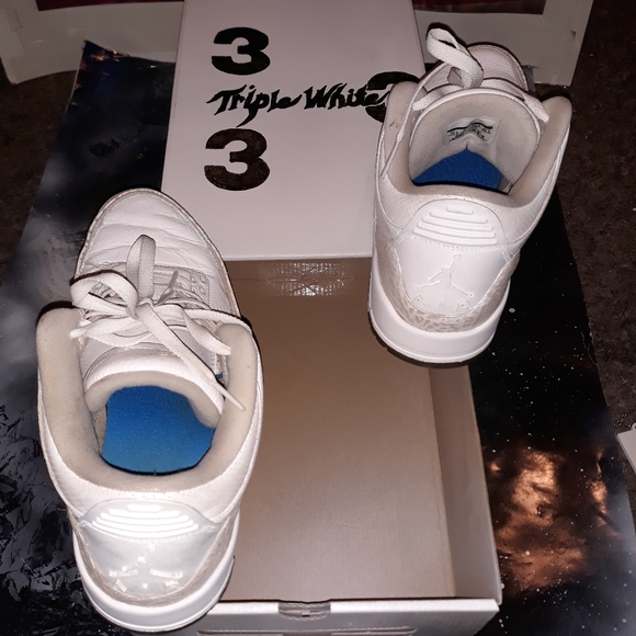 Jordan retro 3s triple white sz 10.5 - Picture 2 of 6